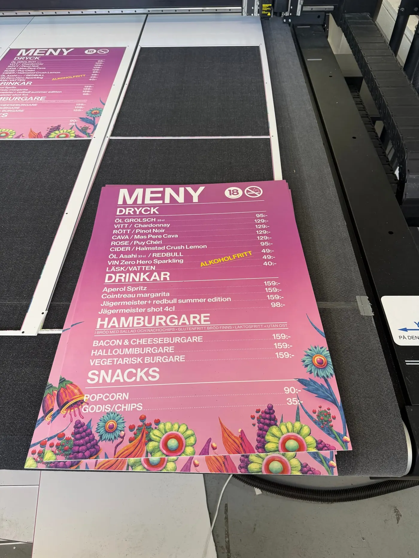 Färdiga planprintade skyltar