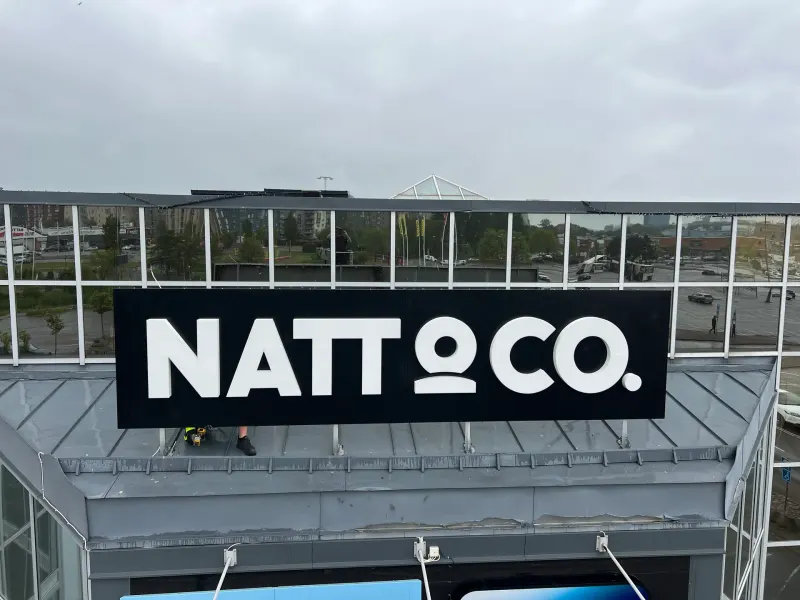 Natt & Co P6 stativ takskylt på bakgrundsplåt